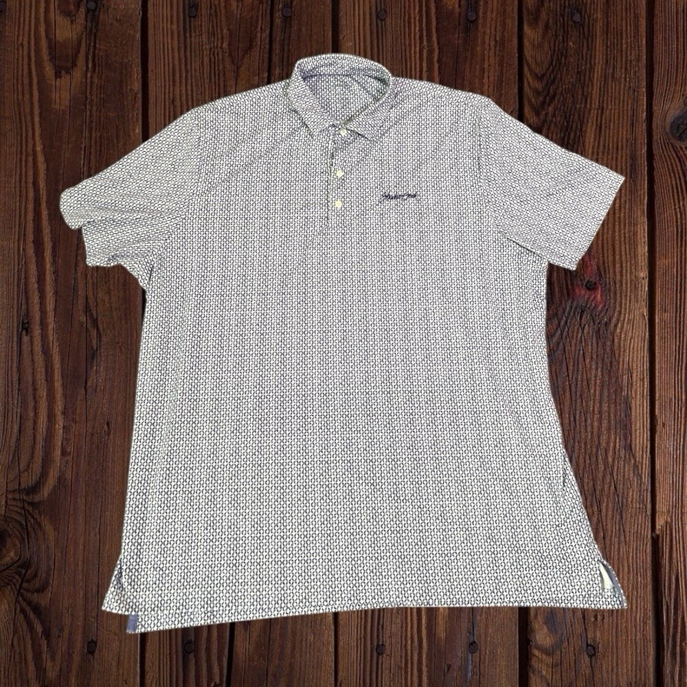 Johnnie-O Polo Shirt Mens XXL Geometric Short Sleeve Golf Shadow Creek AOP